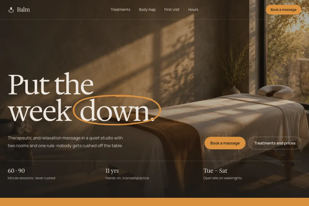 The top of the Balm template's home page