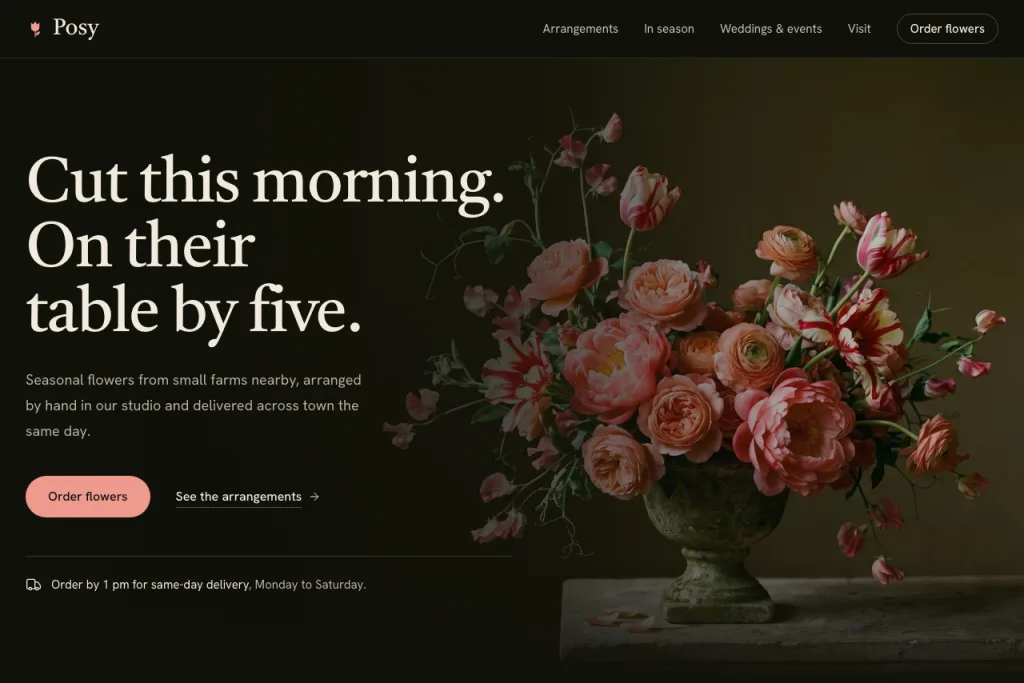 The top of the Posy template's home page
