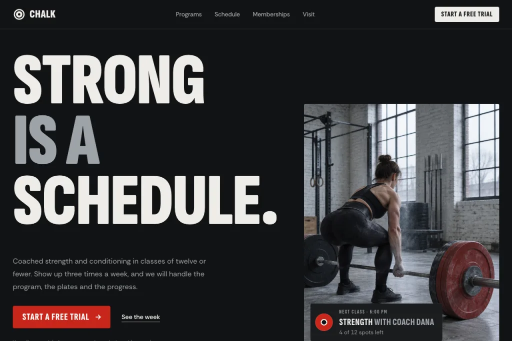 The top of the Chalk template's home page