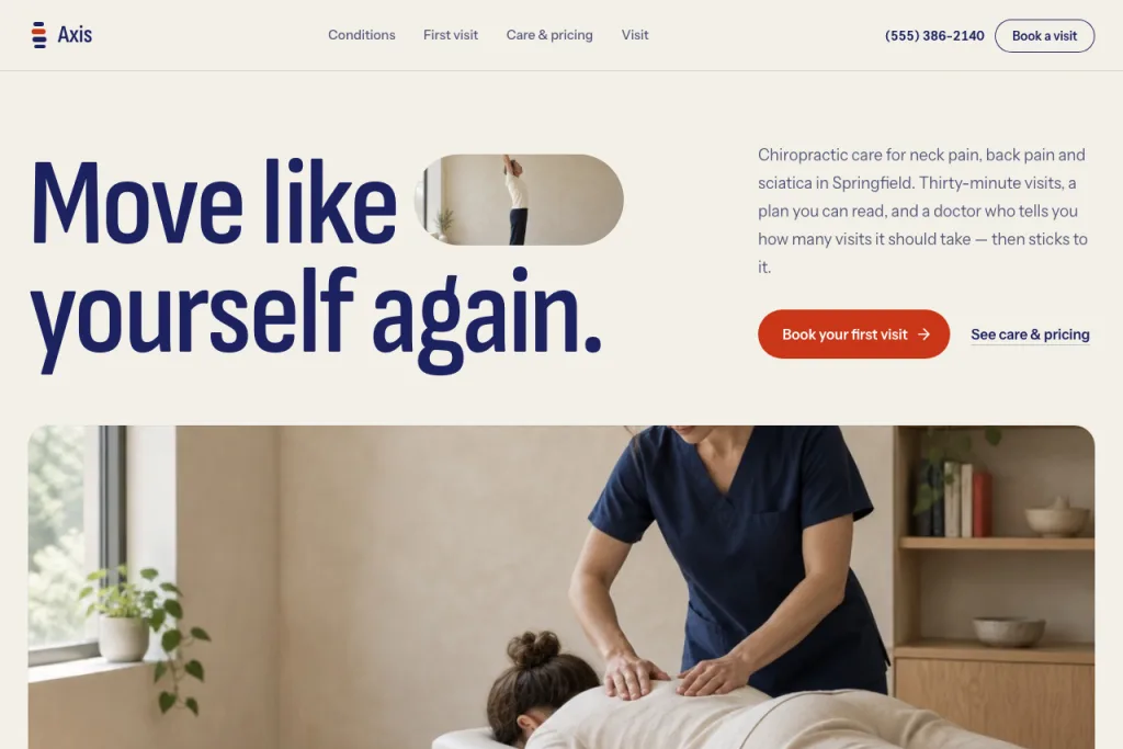 The top of the Axis template's home page