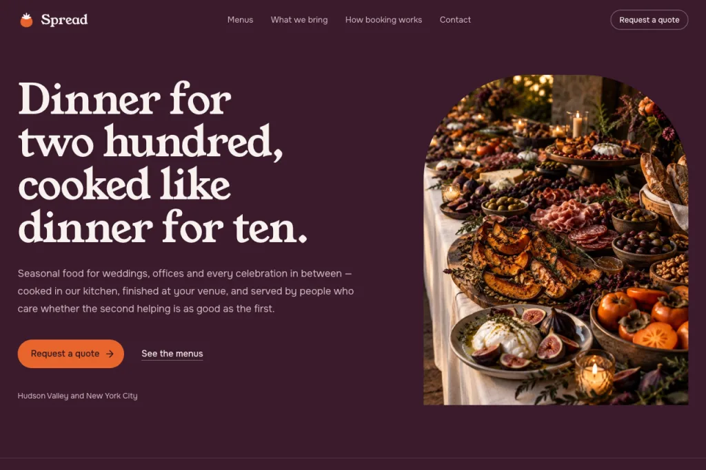 The top of the Spread template's home page