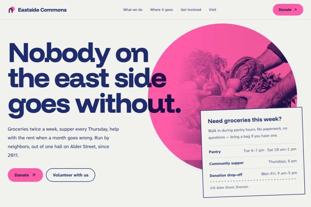 The top of the Commons template's home page